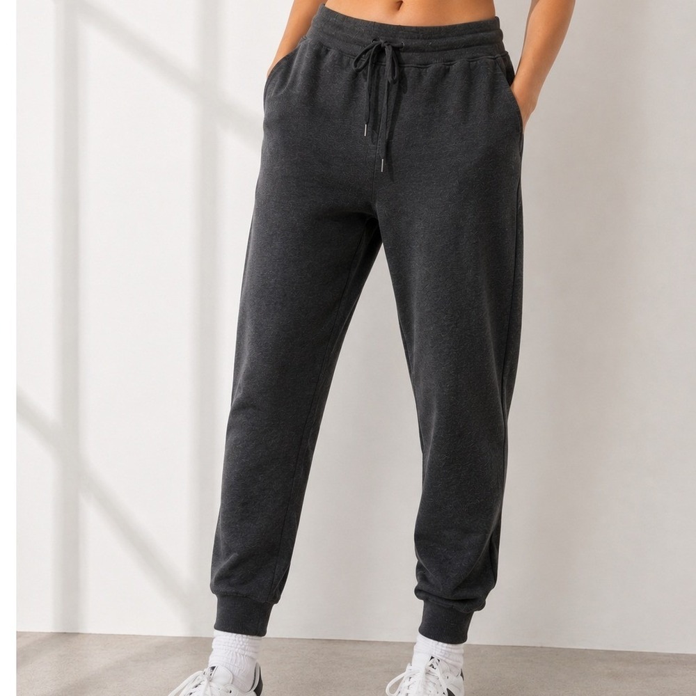 Orvis Womens Charcoal Grey Heathered Fleece Lined Jogger Sweatpants Drawstring M